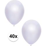 40x Witte metallic ballonnen 30 cm - Feestversiering/decoratie ballonnen wit