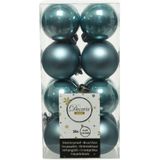16x stuks kunststof kerstballen ijsblauw (blue dawn) 4 cm - Mat/glans - Onbreekbare plastic kerstballen