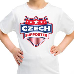 Czech supporter schild t-shirt wit voor kinderen - Tsjechie landen shirt / kleding - EK / WK / Olympische spelen outfit