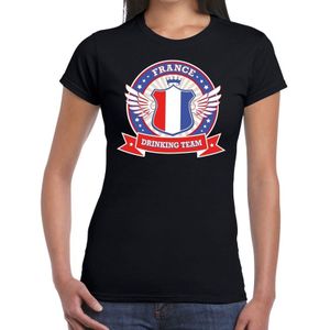 Zwart France drinking team t-shirt / t-shirt zwart dames -  Frankrijk kleding