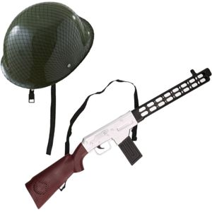 Soldaten/Soldaat carnaval verkleed accessoires set - Soldatenhelm en machinegeweer van 76 cm