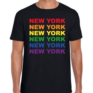 Regenboog New York gay pride / parade zwart t-shirt voor heren - LHBT evenement shirts kleding / outfit