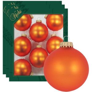 24x Wildfire Velvet oranje glazen kerstballen 7 cm kerstboomversiering - mat - Kerstversiering/kerstdecoratie oranje