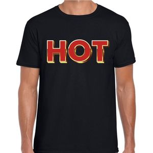 Fout HOT t-shirt met glamour 3D effect zwart voor heren - fout fun tekst shirt