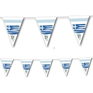 Set van 3x stuks landen thema versiering Griekenland vlaggenlijnen/slingers 3,5 meter van papier - Griekse vlaggetjes