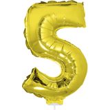 65 jaar leeftijd feestartikelen/versiering cijfers ballonnen op stokje van 41 cm - Combi van cijfer 65 in het goud