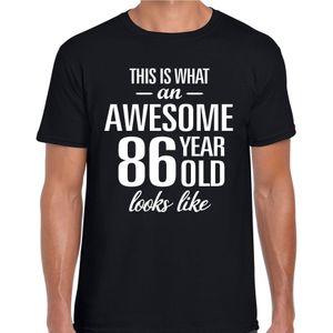 Awesome 86 year - geweldig 86 jaar cadeau t-shirt zwart heren -  Verjaardag cadeau