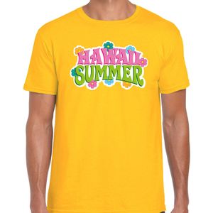 Hawaii summer t-shirt geel voor heren - Zomer kleding
