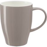 Bellatio Design Koffie mokken/bekers Paris - 6x - porselein - met oor - steengrijs - 350 ml