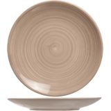 Bordenset 6x stuks diep bord en 6x stuks dinerbord Turbolino beige/bruin 21 cm - 27 cm - Borden van aardewerk