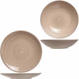 Bordenset 6x stuks diep bord en 6x stuks dinerbord Turbolino beige/bruin 21 cm - 27 cm - Borden van aardewerk