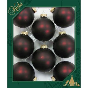 24x stuks glazen kerstballen 7 cm chocolade bruin/rood kerstboomversiering - Kerstversiering/kerstdecoratie