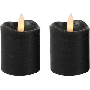 Countryfield LED kaarsen/stompkaarsenen - 2x st - zwart - D5 x H7,2 cm - timer - warm wit