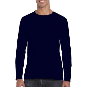 Basic heren t-shirt navy blauw met lange mouwen - Herenkleding - herenshirt met lange mouw