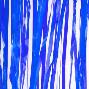 4x stuks folie deurgordijn blauw 200 x 100 cm - Feestartikelen/versiering - Tinsel deur gordijn