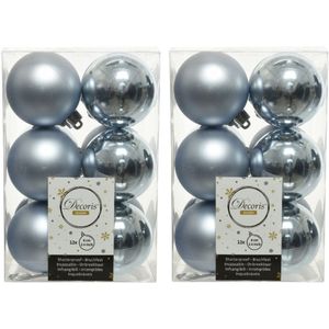 36x Lichtblauwe kunststof kerstballen 6 cm - Mat/glans - Onbreekbare plastic kerstballen - Kerstboomversiering lichtblauw