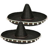 2x stuks zwarte sombrero 60 cm voor volwassenen - Carnaval verkleed hoeden