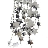 6x stuks zilveren sterren kralenslingers kerstslingers 270 cm - Guirlande kralenslingers - Zilveren kerstboom versieringen