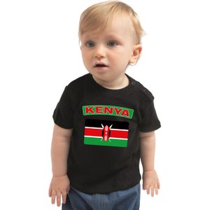 Kenya baby shirt met vlag zwart jongens en meisjes - Kraamcadeau - Babykleding - Kenia landen t-shirt