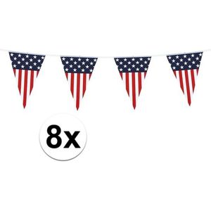8x Vlaggenlijn/vlaggetjes Amerika/USA 6 meter - slingers