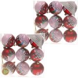 27x Rode kerstballen 6 cm kunststof met print - Onbreekbare plastic kerstballen - Kerstboomversiering rood