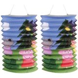 2x Peppa Pig thema treklampionnen 25 cm - thema feest lampion/lantaarn voor kinderfeestje/verjaardag