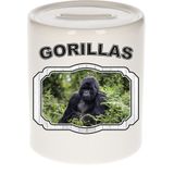 Dieren liefhebber gorilla spaarpot  9 cm jongens en meisjes - keramiek - Cadeau spaarpotten gorilla apen liefhebber