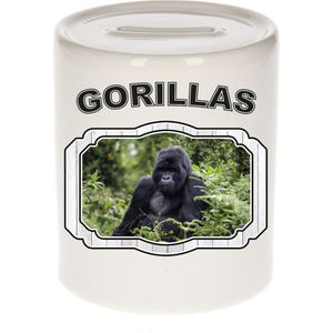 Dieren liefhebber gorilla spaarpot  9 cm jongens en meisjes - keramiek - Cadeau spaarpotten gorilla apen liefhebber