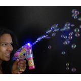 4x Bellenblaas pistool met LED licht 14 cm - Buitenspeelgoed fun artikelen