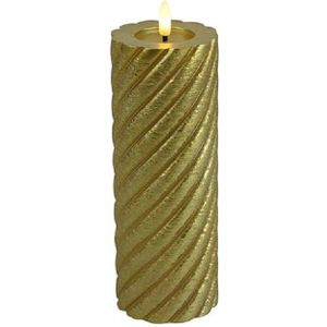 Countryfield Luxe LED kaars/stompkaars - goud - D7,5 x H20 cm - timer - twirly