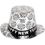 10x Zilveren hoeden Happy New Year - Oud en Nieuw Feesthoedjes
