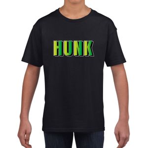 Hunk tekst zwart t-shirt groene letters voor jongens en meisjes