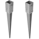 6x Paalhouders / paaldragers staal verzinkt met punt - 12 x 12 x 90 cm - houten palen plaatsen - paalpunten / paalvoeten