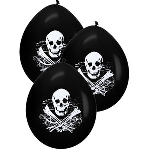 32x Horror doodskop ballonnen zwart 28 cm - Halloween thema versiering