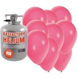 Helium tank met 30 roze ballonnen - Roze - Heliumgas met ballonnen voor een thema feest