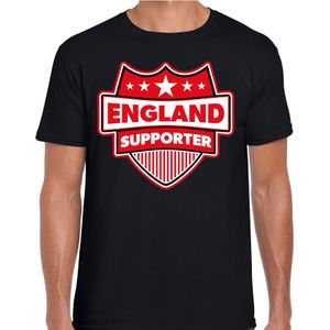 England/UK supporter schild t-shirt zwart voor heren - Engeland landen t-shirt / kleding - EK / WK / Olympische spelen outfit