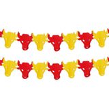 2x stuks stieren thema slinger kleuren van Spanje 3 meter - Spaanse thema feestartikelen/versieringen