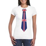 Wit t-shirt met Groot Brittannie vlag stropdas dames -  Engeland supporter