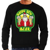 Grote maten foute Kersttrui / sweater - oud en nieuw / nieuwjaar trui - happy new beer / bier - zwart voor heren - kerstkleding / kerst outfit