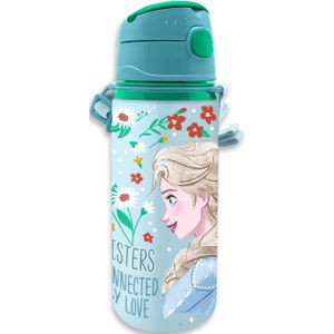 Disney Frozen drinkfles/drinkbeker/bidon met drinktuitje - blauw - aluminium - 600 ml