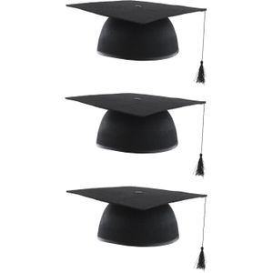 6x stuks afstudeer doctoraal hoeden geslaagd zwart voor volwassenen - Examen diploma uitreiking feestartikelen