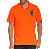 Grote maten oranje fan poloshirt voor heren - Holland zwarte leeuw op borst - Nederland supporter - EK/ WK shirt / outfit