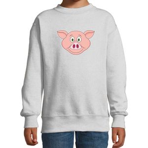 Cartoon varken trui grijs voor jongens en meisjes - Kinderkleding / dieren sweaters kinderen