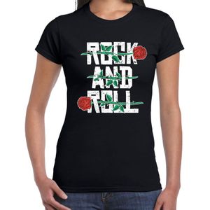 Rock and Roll t-shirt zwart voor dames - muziek thema - Fifties / sixties - kleding / shirt