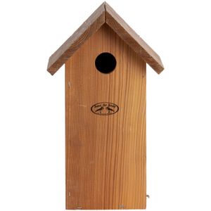 Houten vogelhuisje/nesthuisje koolmees 30 cm met kijkluik - Douglashouten vogelhuisjes tuindecoraties - Vogelnestje voor kleine tuinvogeltjes