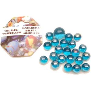 Aqua blauwe kristal knikkers 42 stuks - Buitenspeelgoed