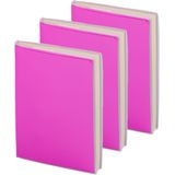 Pakket van 10x stuks notitieblokje roze met zachte kaft en plastic hoes 10 x 13 cm - 100x blanco paginas - opschrijfboekjes