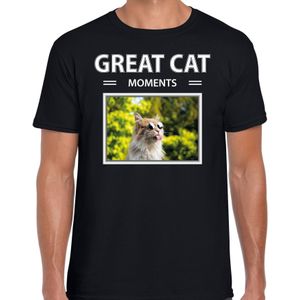 Dieren foto t-shirt rode kat - zwart - heren - great cat moments - cadeau shirt katten liefhebber