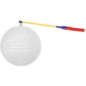 Luxe witte lampion 35 cm met lampionstokje - Sint Maarten lampionnen