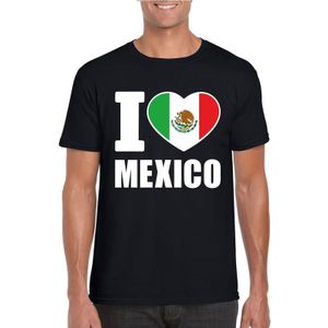 Zwart I love Mexico supporter shirt heren - Mexicaans t-shirt heren